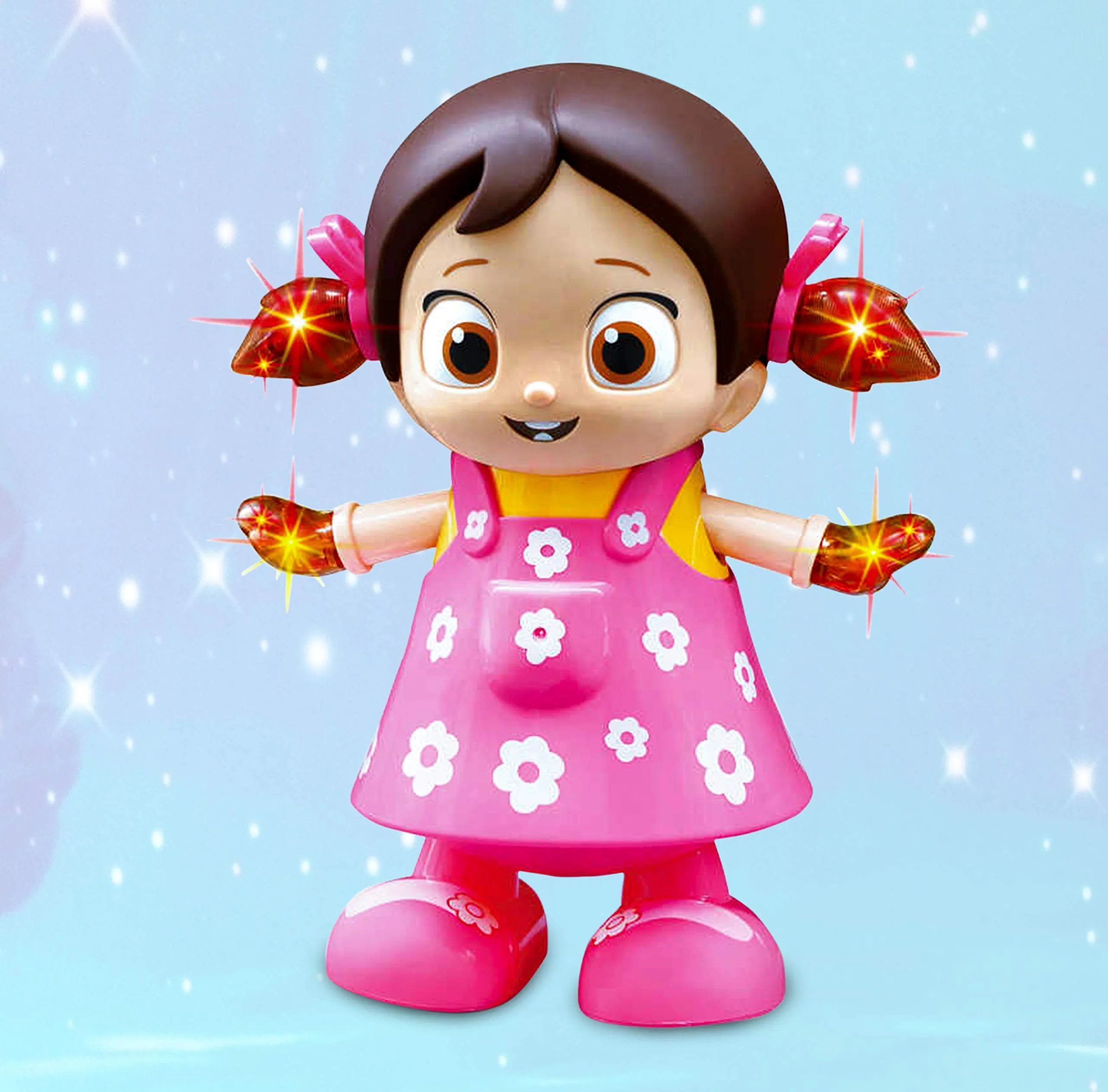Zest 4 Toyz Musical Dancing And Singing Doll With Bump & Go Action Flashing Light & Music For Kid Early Learning Educational Musical Plastic Toy For Kids - Multicolor