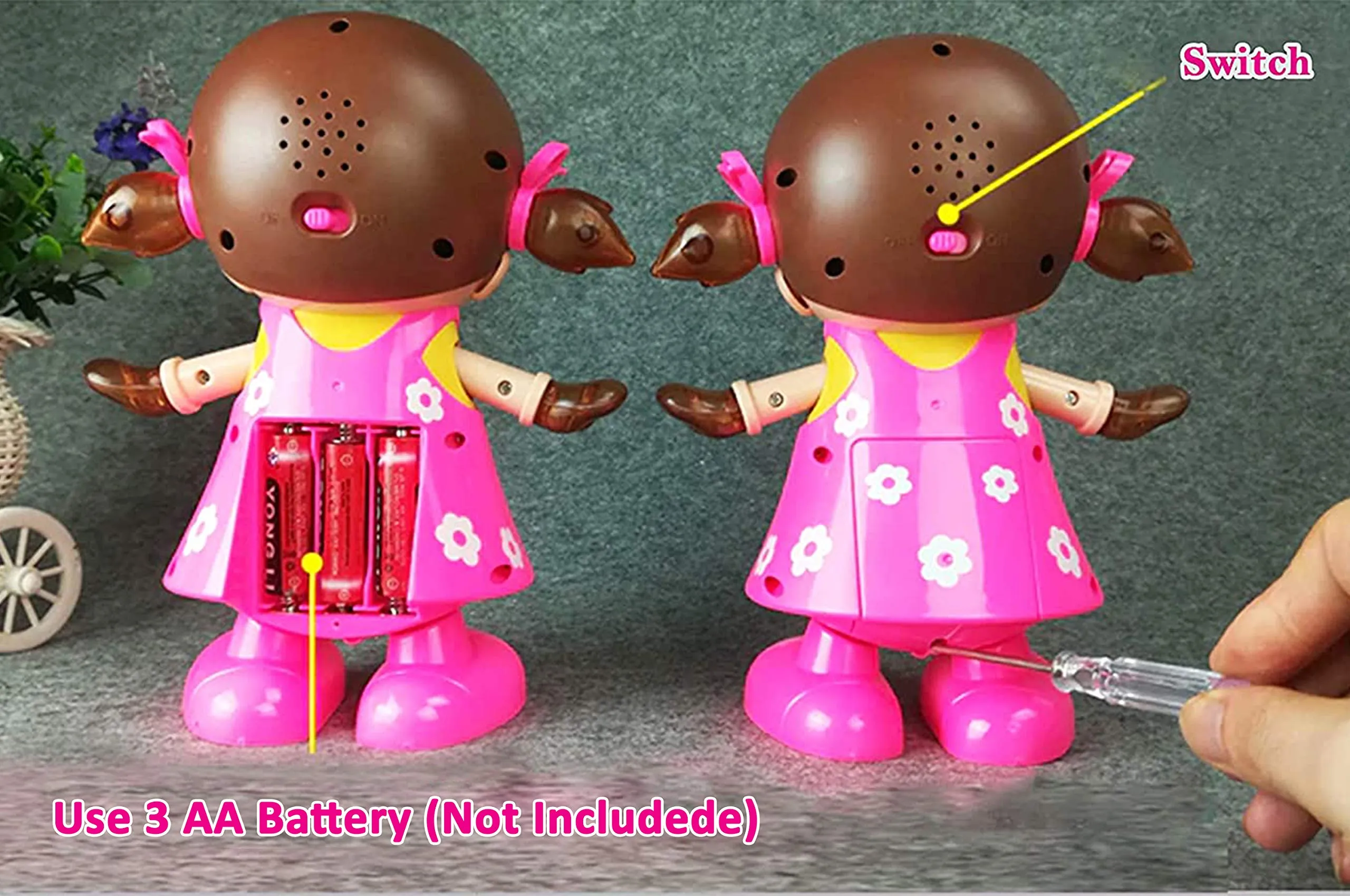 Zest 4 Toyz Musical Dancing And Singing Doll With Bump & Go Action Flashing Light & Music For Kid Early Learning Educational Musical Plastic Toy For Kids - Multicolor